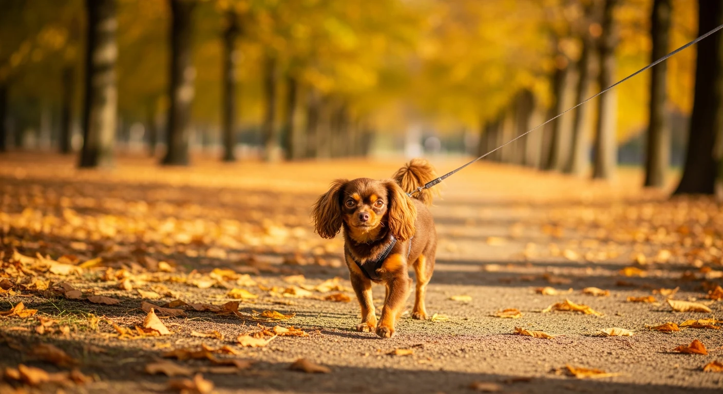 Bolonka Zwetna en promenade avec son proprietaire, moment de complicite